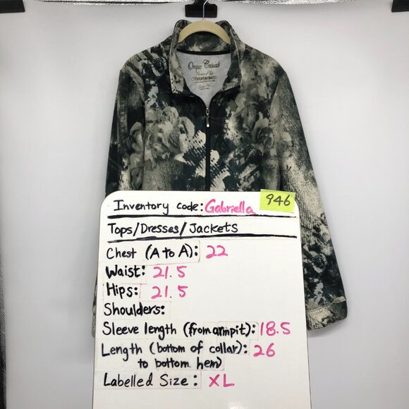 Onque Casuals Black & White Abstract Print Zip Up Sweater size XL - Picture 15 of 16